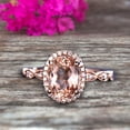 thumbnail image 1 of Oval Cut 1.50 Carat Morganite Engagement Ring Solid 10k Rose Gold Moissanite Halo Anniversary Ring, 1 of 5