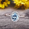 thumbnail image 1 of Oval Cut 1.50 carat Natural Blue Aquamarine White Gold Ring Engagement Ring Anniversary Gift On 10k White Gold Art Deco Halo, 1 of 6