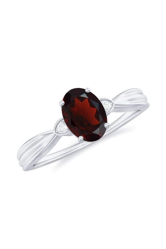 Oval Cut 1 Ctw Garnet 925 Sterling Silver Solitaire Ring for Women | Wedding, Engagement Bridal Rings | Mothers Day Gift