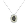 thumbnail image 1 of Oval Cut Black Diamond Double Halo 2 tone necklace 14K Yellow Gold 2.20 ctw glitz design (G,I1), 1 of 4