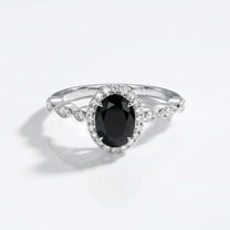Oval Cut Black Moissanite Diamond Ring 2 Ct Unique Wedding Ring 10K Gold Engagement Ring