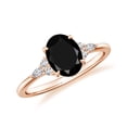 thumbnail image 1 of Oval Cut Black Onyx Side Stone Engagement Ring with Moissanite in Sterling Silver/ Rose Gold Plated Trilogy Promise Wedding Band Ring July Birthstone, Birthday, Anniversary Jewelry, Ring Size 9, 1 of 8
