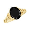 thumbnail image 1 of Rosec Jewels Oval Cut Black Onyx Solitaire Celtic Knot Ring for Women (7X9 mm), 14K Yellow Gold, US 11.00, 1 of 8