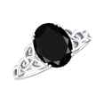 thumbnail image 1 of Rosec Jewels Real Black Onyx Solitaire Engagement Ring (1.7 Carat, AAA Grade) - Celtic Knot Ring for Women - with Jewelry Box, 925 Sterling Silver, US 4.00, 1 of 7
