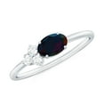 thumbnail image 1 of Rosec Jewels Natural Black Opal Oval Promise Ring for Women - Natural Opal Diamond Ring in East West Style (5X7 mm, AAA Grade), 925 Sterling Silver, US 4.00, 1 of 9