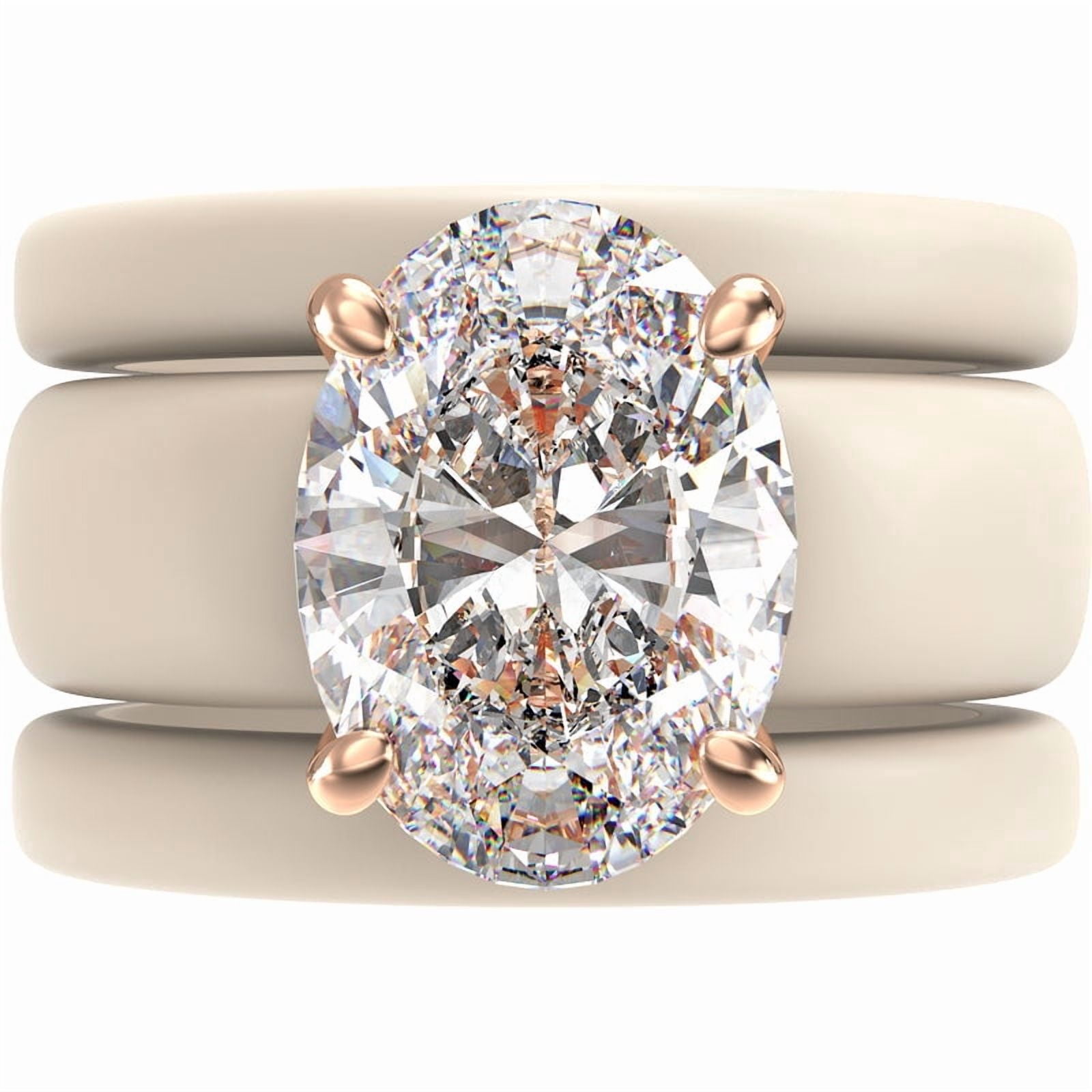 Oval Cut CZ Silicone Ring Set for Women, 2 Thin Stackable Rings – 11×8 ...