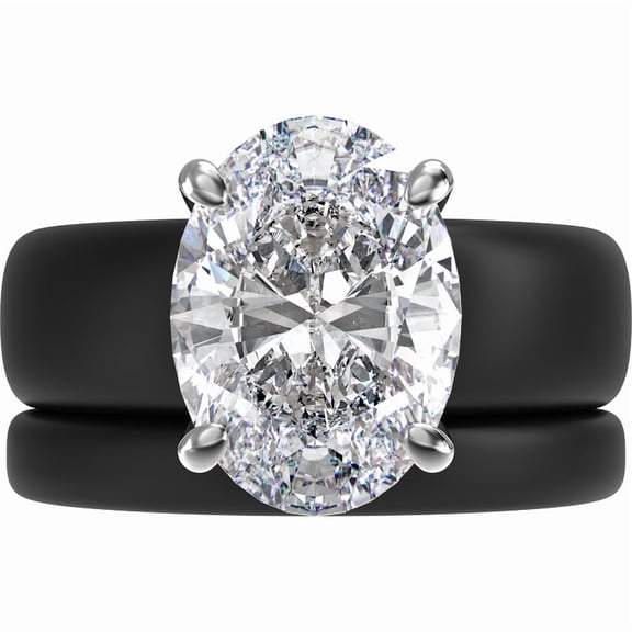Oval Cut CZ Silicone Ring Set for Women, Stackable 2-Ring Set, 11×8 mm Oval Cut CZ | Patented Design - GlowStone Collection