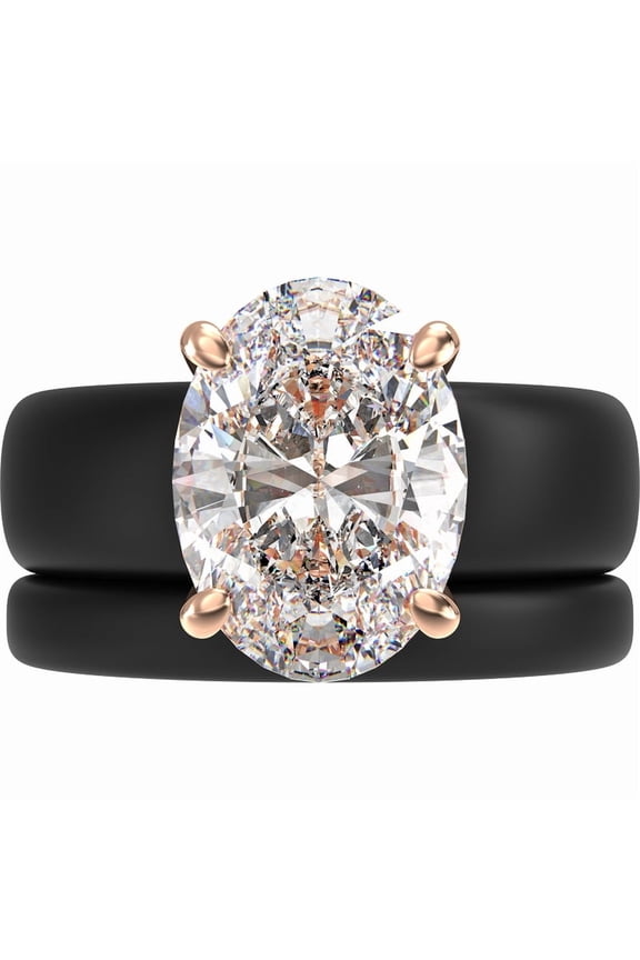 Oval Cut CZ Silicone Ring Set for Women, Stackable 2-Ring Set, 11×8 mm Oval Cut CZ | Patented Design - GlowStone Collection