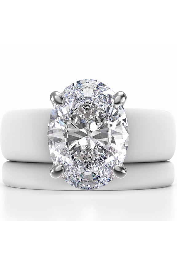 Oval Cut CZ Silicone Ring Set for Women, Stackable 2-Ring Set, 11×8 mm Oval Cut CZ | Patented Design - GlowStone Collection