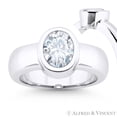 thumbnail image 1 of Oval Cut Charles & Colvard Forever Brilliant Full Bezel Solitaire Engagement Ring in 14k White Gold, 1 of 4