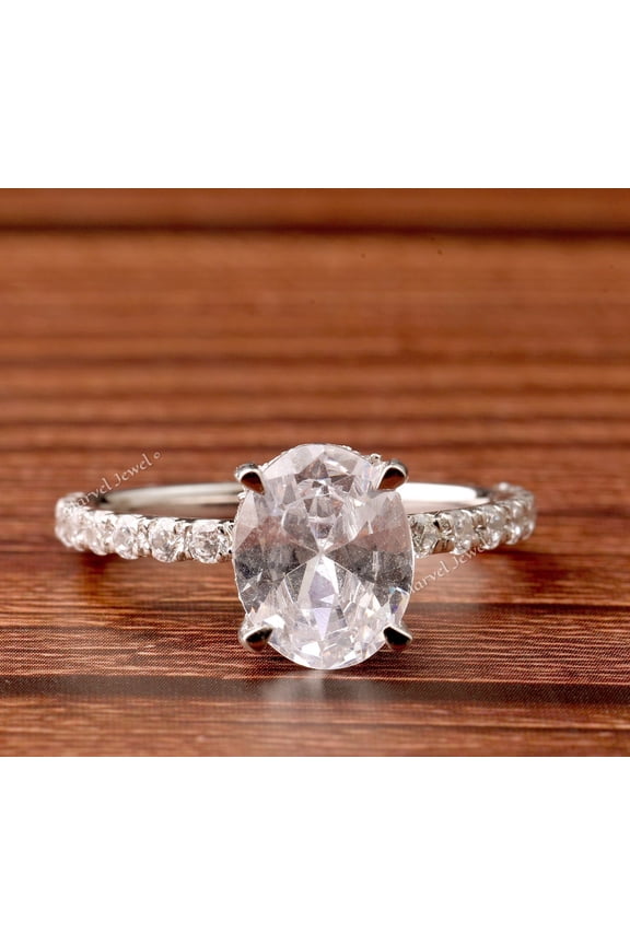 Oval Cut Diamond Engagement Ring, Hidden Halo Diamond Wedding Ring, Solitaire With Accents Diamond Ring, 925 Sterling Silver, 2.2 Ct Simulated Diamond, Proposal Ring