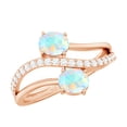thumbnail image 1 of Rosec Jewels Natural Ethiopian Opal 2 Stone Engagement Ring - Opal Diamond Ring - AAA Quality - with Jewelry Box, 18K Rose Gold, US 6.00, 1 of 9