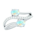 thumbnail image 1 of Rosec Jewels Natural Ethiopian Opal 2 Stone Engagement Ring - Opal Diamond Ring - AAA Quality - with Jewelry Box, 925 Sterling Silver, US 4.00, 1 of 10