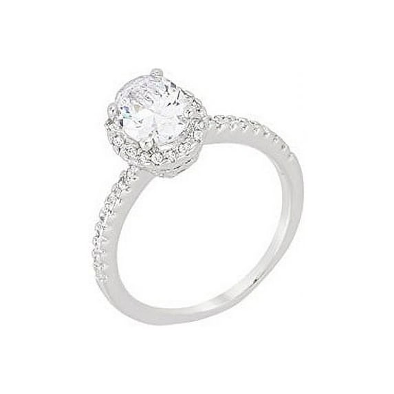 Oval-Cut Floating Halo Cubic Zirconia Engagement Ring Size 5