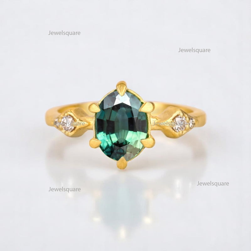 Oval Cut Green Tourmaline Unique Graduation Stackable Ring, 925 ...
