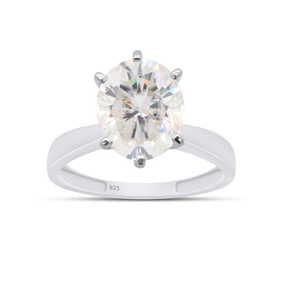 Oval Cut Lab Created Moissanite Diamond Solitaire Engagement Wedding Ring In 14K White Gold Plated Sterling Silver(G-H Color,VVS1 Clarity,2.40 Cttw)-4