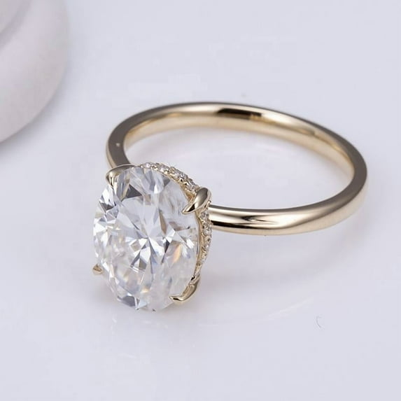 Oval Cut Lab Created Moissanite Halo Engagement Ring in 925 Sterling Silver – Elegant Solitaire Wedding Promise Ring for Women – Dainty Gift for Her