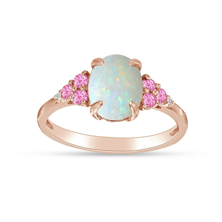 Opal and 2024 pink tourmaline ring
