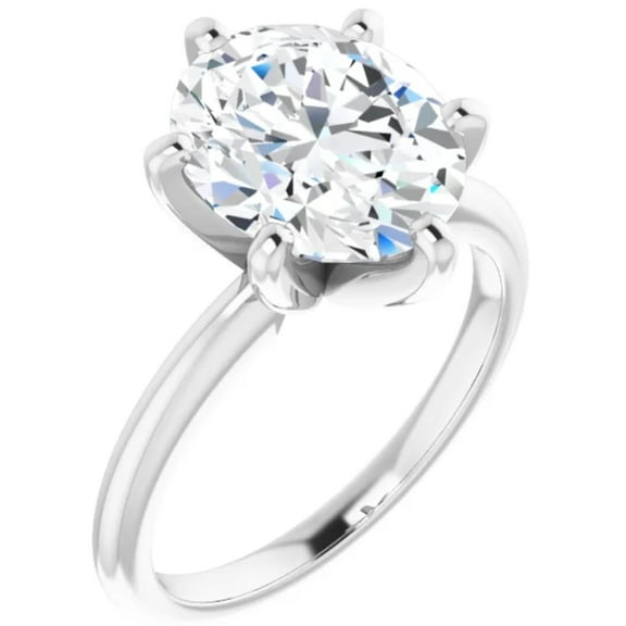 Oval Cut Lab Grown Diamond Engagement Ring Solitaire 6-Prong