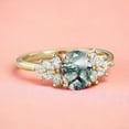 thumbnail image 1 of Oval Cut Moss Agate engagement ring Green Agate wedding ring bridal ring Nature Inspired Green Ring Gemstone Ring Jewelry gifts for her, 1 of 4