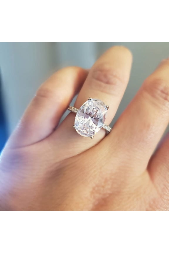 Oval Cut Mossianite Gemstone 3 ct. t.w. Sterling Silver Engagement Ring