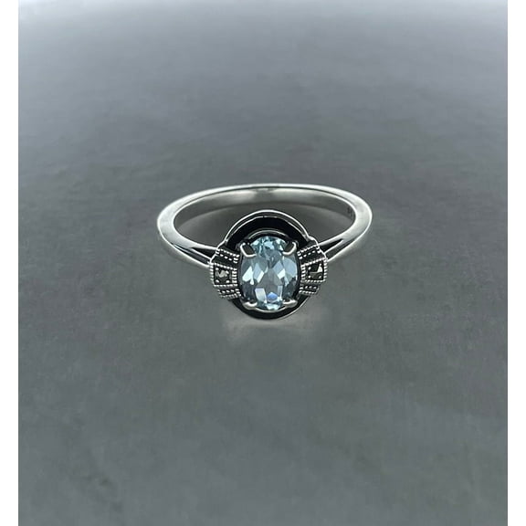 Oval Cut Natural Aquamarine Ring 925 Sterling Silver Ring March Birthstone Anniversary Gift Ring For Women