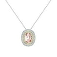 thumbnail image 1 of Oval Cut Pink Morganite Double Halo 2 Tone Necklace 14K Gold 2.20 CTW (G,I1), 1 of 4