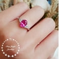thumbnail image 1 of Oval Cut Pink Sapphire Three Stone Engagement Ring, Hot Pink Gem Promise ring, 1 of 4