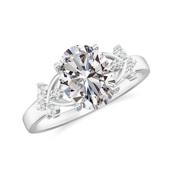 Oval Cut Prong Set Diamond Engagement Solitaire Ring for Women 925 Sterling Silver White Gold Plated Moissanite Side Stone Ring Size 8