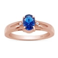 thumbnail image 1 of AFFY Oval Cut Simulated Blue Sapphire Solitaire Ring in 14k Rose Gold Over Sterling Silver (0.58 Cttw), Ring Size- 7.5, 1 of 6