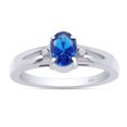 thumbnail image 1 of AFFY Oval Cut Simulated Blue Sapphire Solitaire Ring in 14k White Gold Over Sterling Silver (0.58 Cttw), Ring Size- 14, 1 of 6