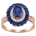 thumbnail image 1 of AFFY Oval Cut Simulated Blue Sapphire,White Cubic Zirconia Halo Ring In 10k Rose Gold Ring Size-5.5, 1 of 2