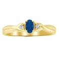 thumbnail image 1 of AFFY Oval Cut Simulated Blue Sapphire & White Cubic Zirconia Solitaire Ring In 10k Yellow Gold, Ring Size-10, 1 of 2