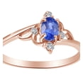 thumbnail image 1 of AFFY Oval Cut Simulated Blue Sapphire, White Natural Diamond Engagement Ring In 10k Rose Gold (0.6 cttw), Ring Size-13, 1 of 2