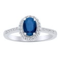 thumbnail image 1 of AFFY Oval Cut Simulated Blue Sapphire & White Natural Diamond Halo Ring In 10k White Gold Ring Size-4, 1 of 2