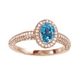 thumbnail image 1 of AFFY Oval Cut Simulated Blue Topaz With 0.62 Ct Natural Diamond Halo Engagement Ring 14K Solid Rose Gold, 1 of 1