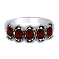 thumbnail image 1 of AFFY Oval Cut Simulated Garnet Five Stone Ring in 14k White Gold Over Sterling Silver Ring Size : 4.5, 1 of 1