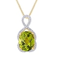 thumbnail image 1 of AFFY Oval Cut Simulated Green Peridot With Natural Diamond Infinity Drop Pendant Necklace In 10K Solid Yellow GoldBy, 1 of 1