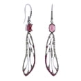 thumbnail image 1 of AFFY Oval Cut Simulated Pink Sapphire With Cubic Zirconia Dangle Earrings In 14K Solid White Gold, 1 of 1