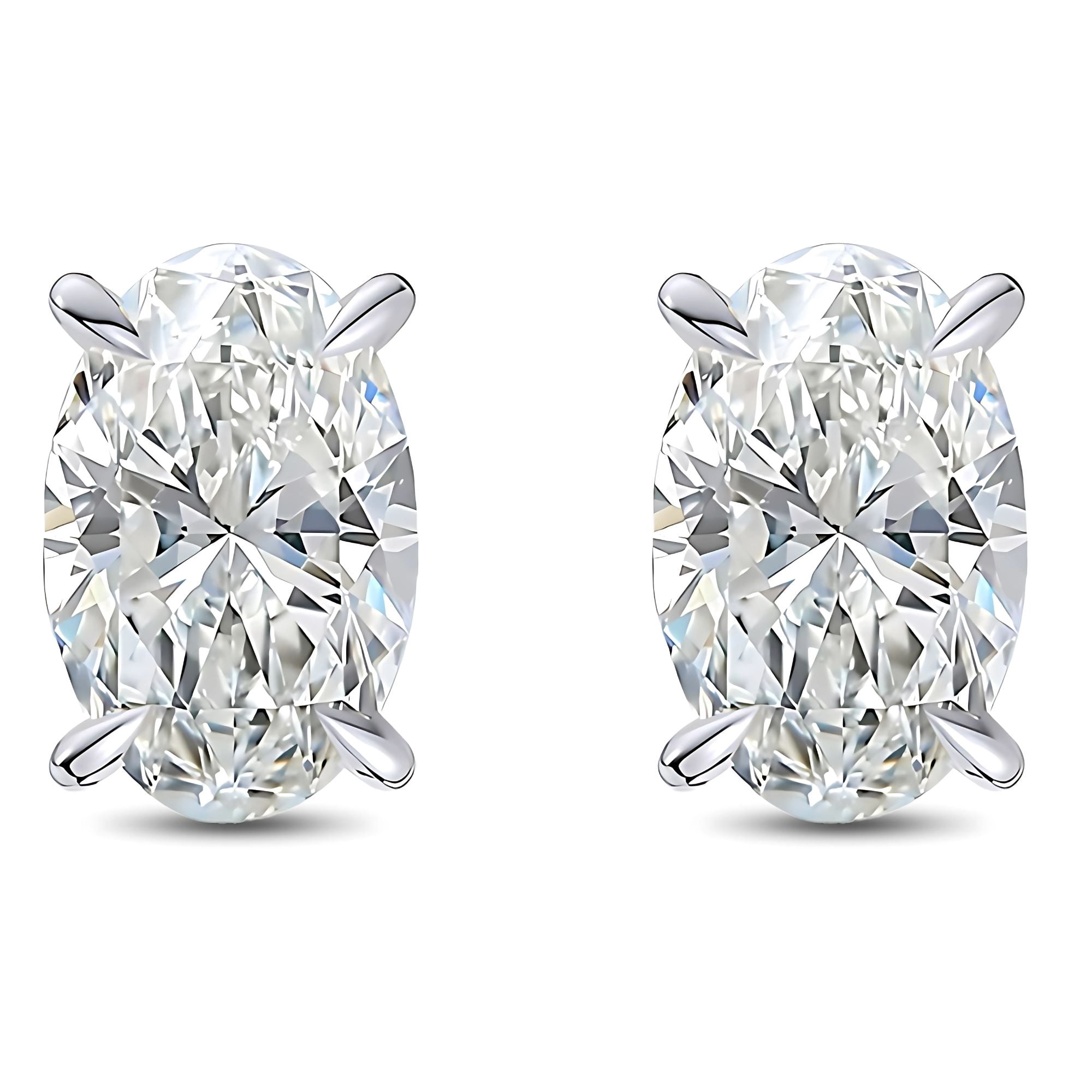 Oval Cut Stud Earrings for Women 5 Ct Simulated Diamond Sterling Silver Ginger Lyne