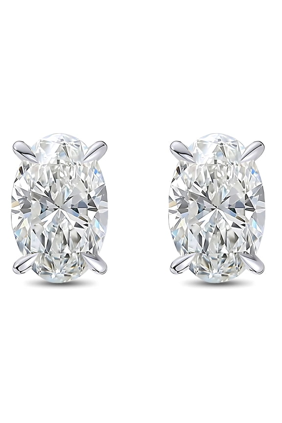 Oval Cut Stud Earrings for Women 5 Ct Simulated Diamond Sterling Silver Ginger Lyne