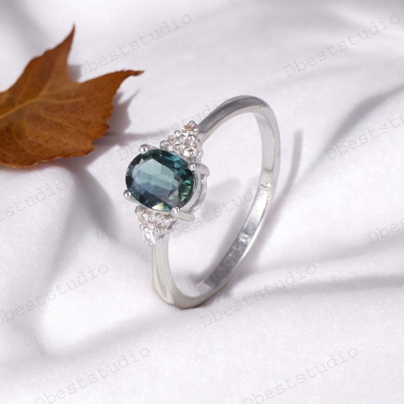 Oval Cut Topaz Engagement Ring Sterling Silver Promsie Ring Birthday ...