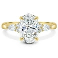 thumbnail image 1 of Oval Cut Trilogy Ring 3 CT Oval Moissanite Engagement Ring Oval Cut Three Stone Ring Pear Cut Side Stone Anniversary Ring Wedding Gift, 1 of 6
