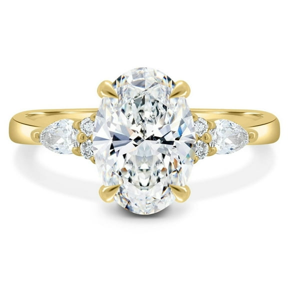 Oval Cut Trilogy Ring 3 CT Oval Moissanite Engagement Ring Oval Cut Three Stone Ring Pear Cut Side Stone Anniversary Ring Wedding Gift