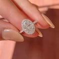 thumbnail image 1 of Oval Cut White Diamond Women's Halo Engagement Ring 925 Sterling Silver, 1 of 4