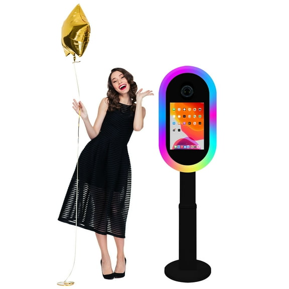 Oval DSLR Photo Booth iPad Photo Booth for 10.2"-13" with RGB Light and Flashlight Shell Stand Selfie Photobooth Machine for Events Rental Wedding