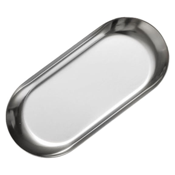 Oval Dessert Serving Platter, Torqee Elegant Display Tray, Practical Home Accessory, for Daily Pastry Layout, Bar Service and Household Dinner Decor, Silver,26.5×10.5cm