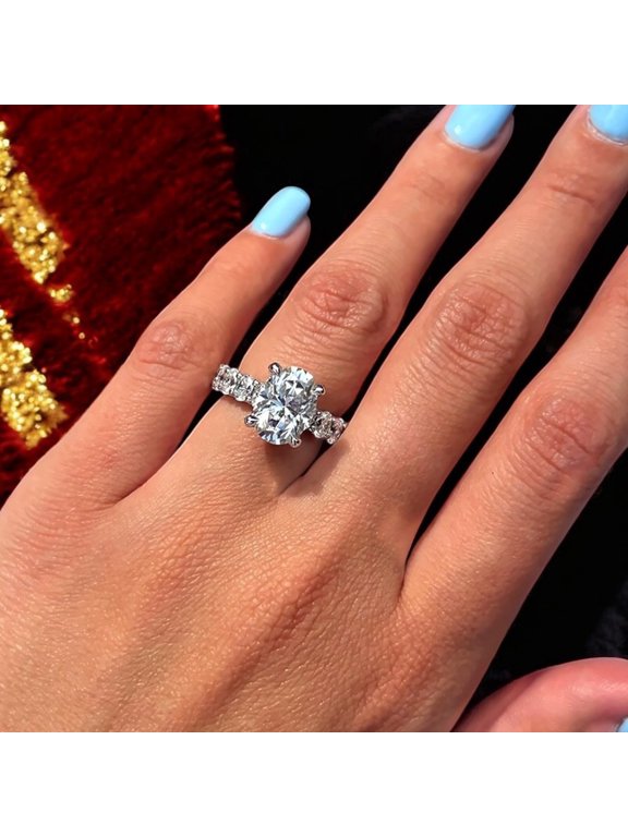 Oval Diamond Ring IGI Certified Lab Grown 4.25 Carat E F VVS 14k Rose Gold CVD