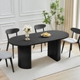 thumbnail image 1 of Weselon 70.8" Oval Wood Dining Table for 4-6, Modern Farmhouse Kitchen Table for Dining Room with Semi-Circular Legs, Black, 1 of 9