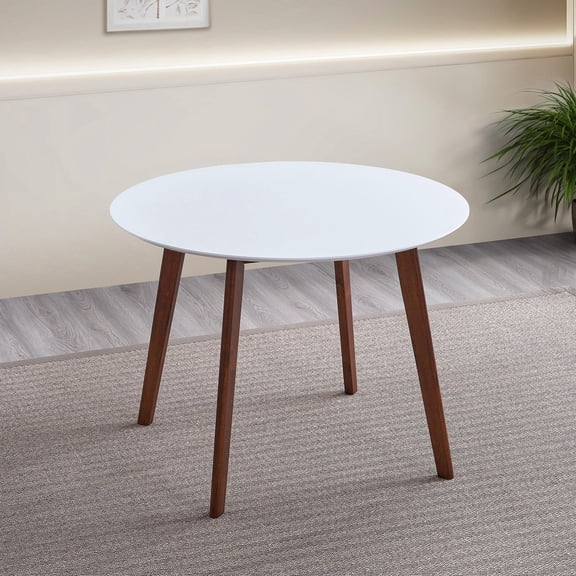 Oval Dining Table | Mid - Century Design for Family Dining | White MDF Top on Solid Wood Base | Solves Wobbly Seating Problem